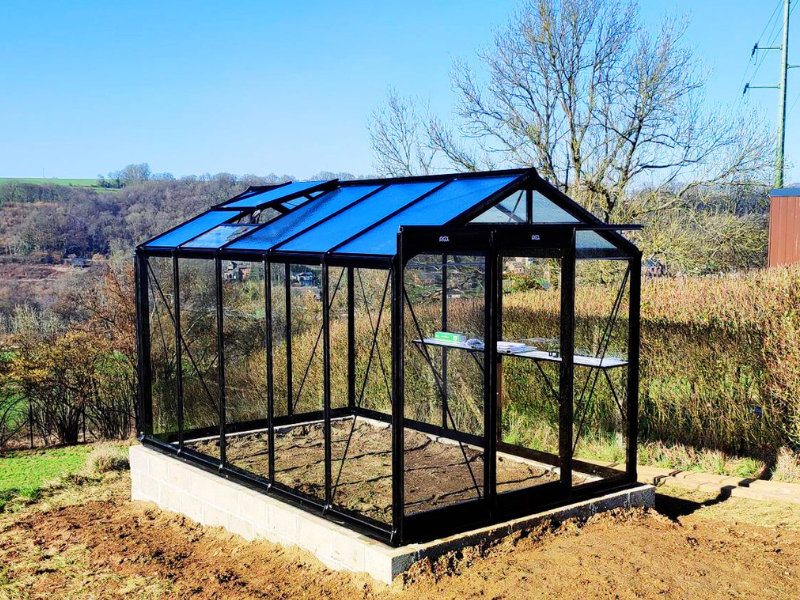 Seră cu pereți drepți și lățime de 232 cm din aluminiu și sticlă securizată, ACD