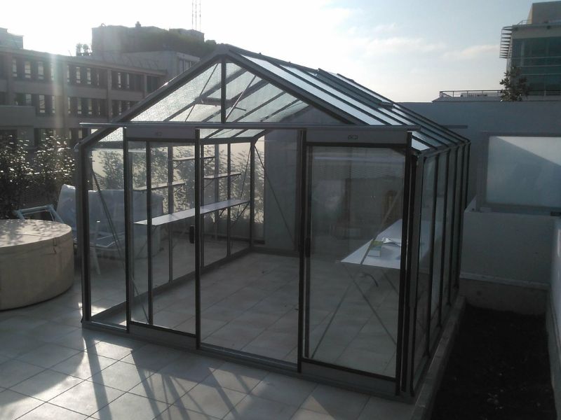 Seră cu pereți drepți și lățime de 306 cm din aluminiu și sticlă securizată, ACD