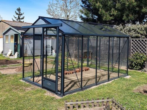 Luxia Lean-to — oranjerie adosată din aluminiu și sticlă securizată, LAMS
