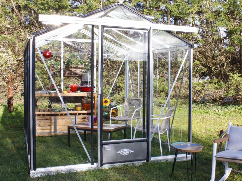 Luxia Lean-to — oranjerie adosată din aluminiu și sticlă securizată, LAMS