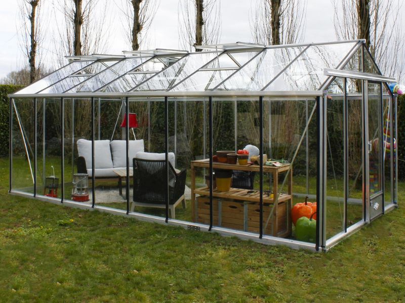 Luxia Lean-to — oranjerie adosată din aluminiu și sticlă securizată, LAMS