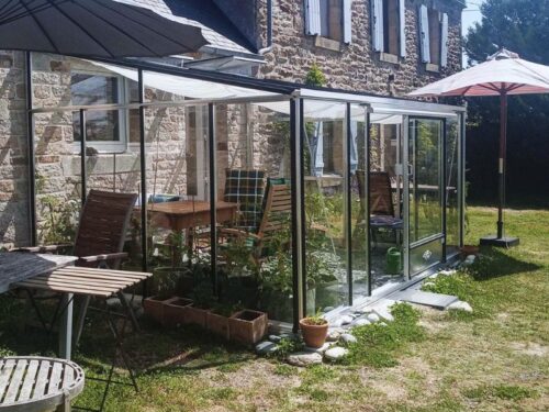 Luxia Lean-to — oranjerie adosată din aluminiu și sticlă securizată, LAMS